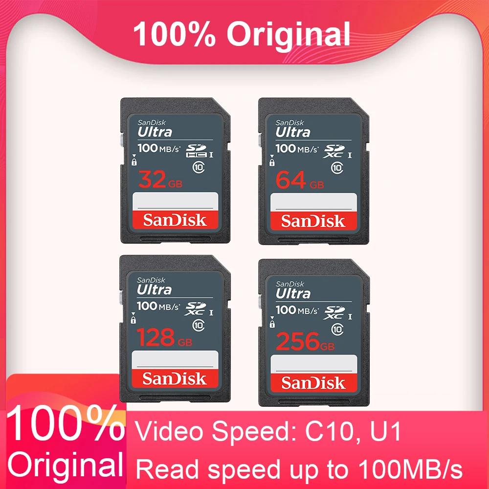 SanDisk Ʈ SDHC SDXC SD ī, Ŭ 10, 32GB, 64GB, 128GB, 256GB, C10 U1 V10 UHS-I, 100 MB/s ÷ ޸ ī, Ǯ HD ī޶